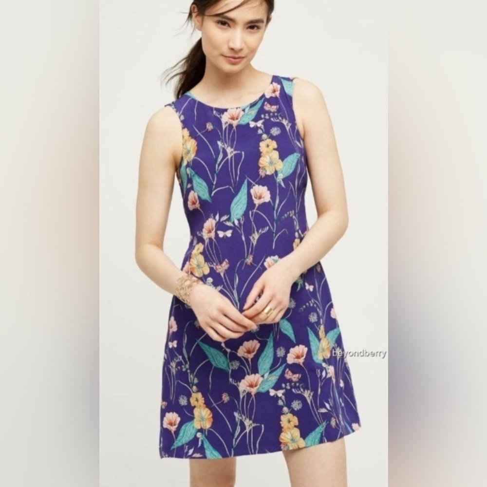 Anthropologie HD in Paris Purple Floral Dress